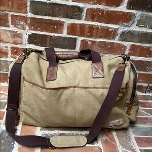 House of Jack Co. Tan Canvas & Brown Leather Overnight Bag